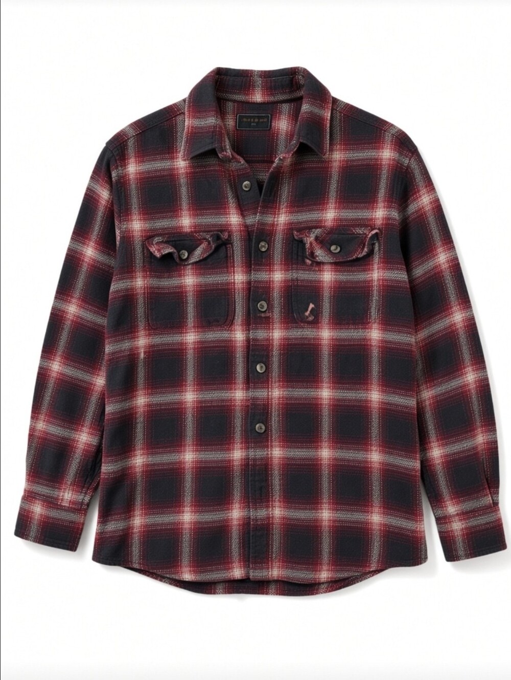 Field & Stream 1871 Men's M Red Black Plaid Flannel Shirt Heavyweight Cotton